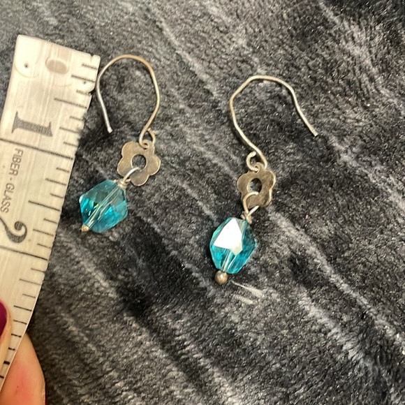 Sterling flower/crystal earrings - Picture 4 of 4